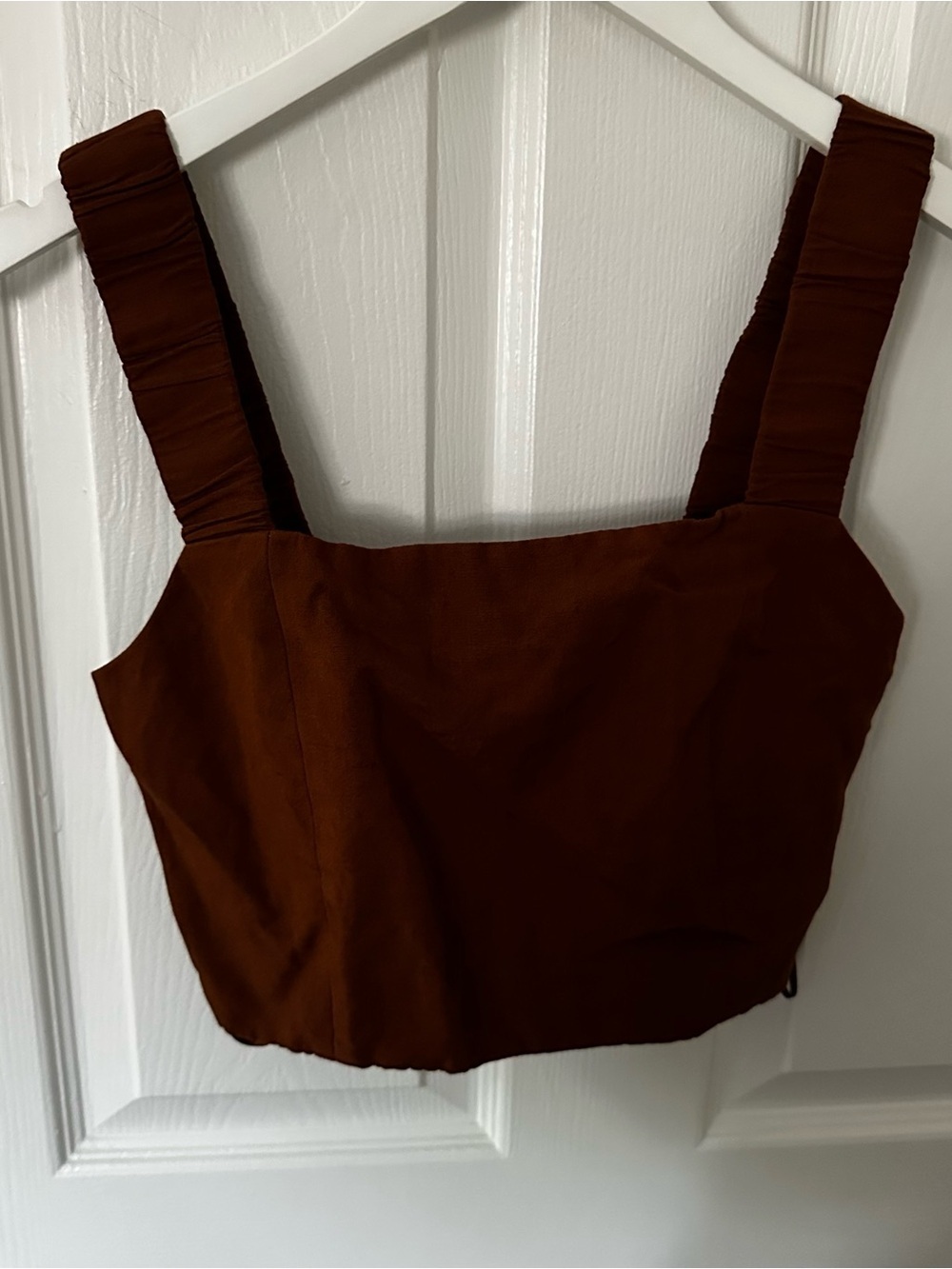Brown Open Back Cropped Top